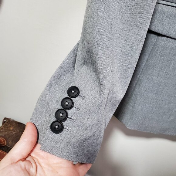 RW & CO. RW&CO. One Button Fitted Blazer Suiting Stretch Lined Grey Women 10 - Picture 5 of 14